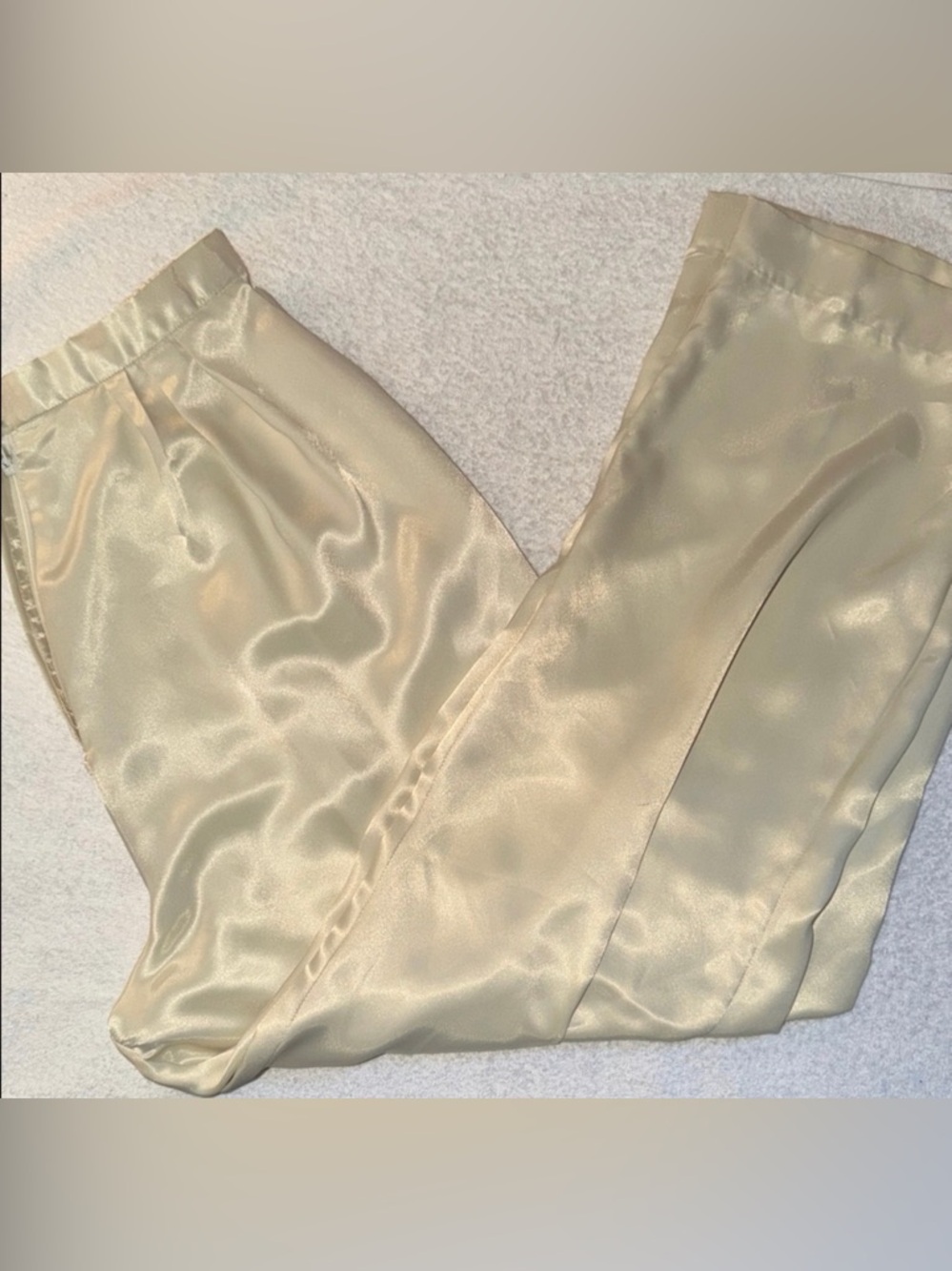 VTG Joseph Le Bon Cream Satin Evening Trouser Pants Straight Leg Vintage 80s